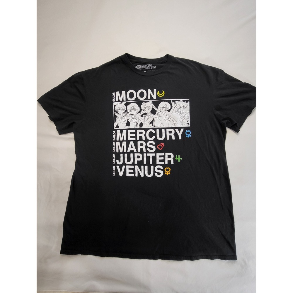 Sailor Moon Mens XL Black Graphic T-Shirt Anime Sailor Guardians Toei Animation